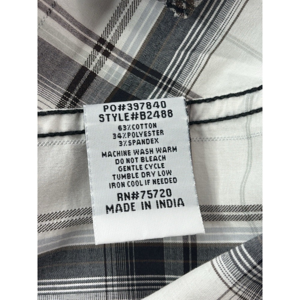BKE Mens Athletic Fit Western Plaid Pearl Snap Shirt White Black Grey‎ Large - Picture 11 of 16